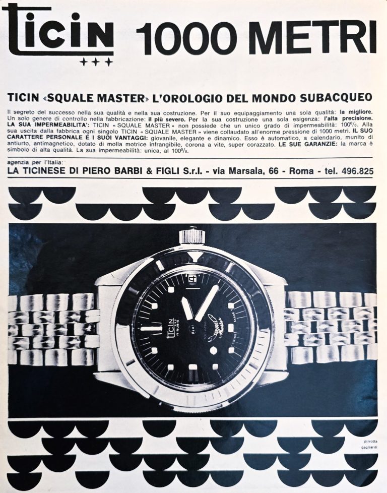 Ticin 1000m Master Advertisment from Mondo Sommerso magazine 1967