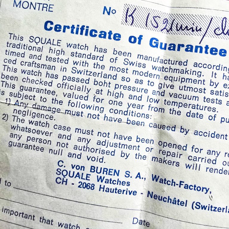 Squale 1521 guarantee