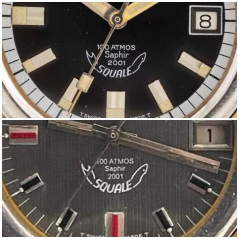 Squale 2001 Saphir dial print examples