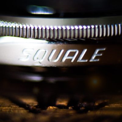 Squale 1521 logo engraving on case side