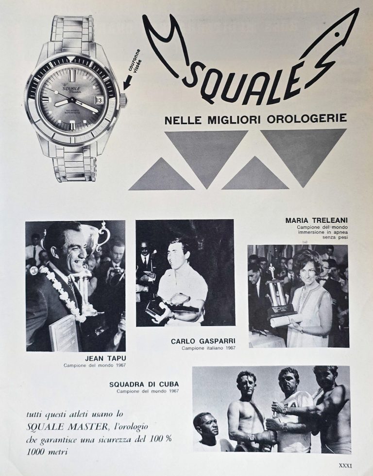 Squale 1000m Master Advertisment from Mondo Sommerso magazine 1968